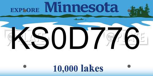 KS0D776 Minnesota License Plate