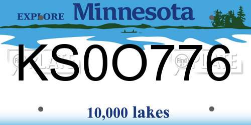 KS0O776 Minnesota License Plate