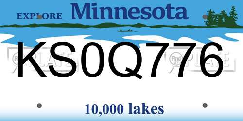 KS0Q776 Minnesota License Plate