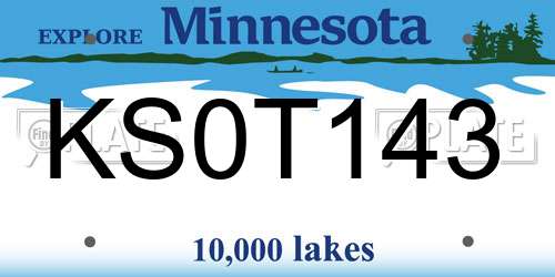 KS0T143 Minnesota License Plate