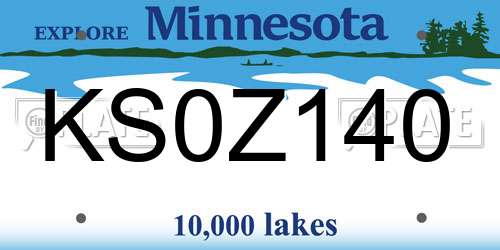 KS0Z140 Minnesota License Plate