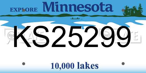 KS25299 Minnesota License Plate