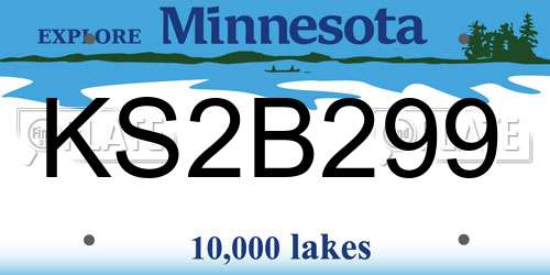 KS2B299 Minnesota License Plate
