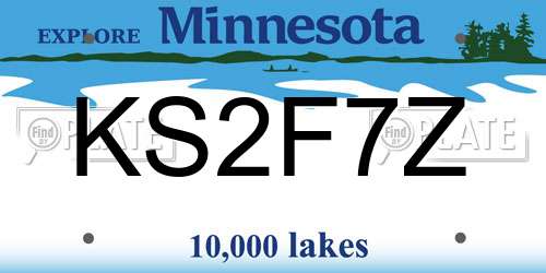 KS2F7Z Minnesota License Plate
