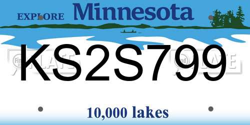 KS2S799 Minnesota License Plate