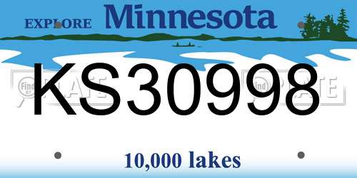 KS30998 Minnesota License Plate