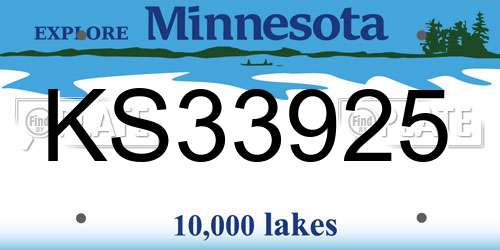 KS33925 Minnesota License Plate