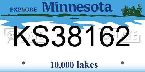 KS38162 Minnesota License Plate