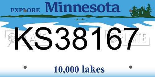 KS38167 Minnesota License Plate