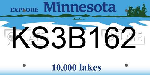 KS3B162 Minnesota License Plate