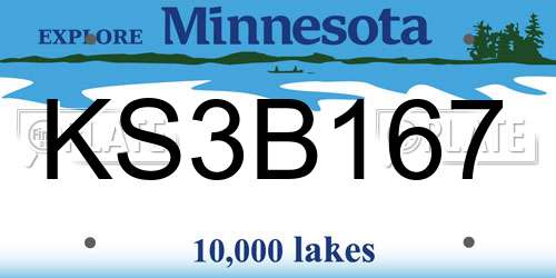 KS3B167 Minnesota License Plate