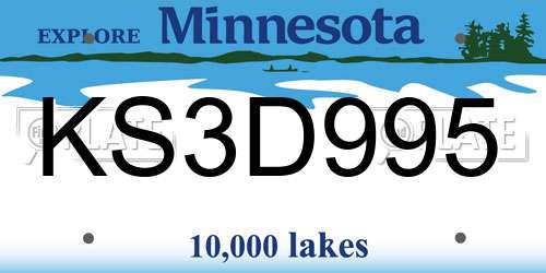 KS3D995 Minnesota License Plate