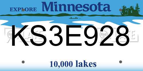 KS3E928 Minnesota License Plate