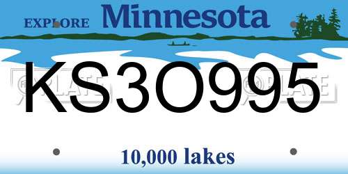 KS3O995 Minnesota License Plate
