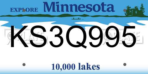 KS3Q995 Minnesota License Plate