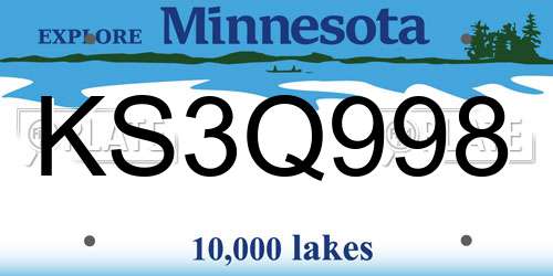KS3Q998 Minnesota License Plate