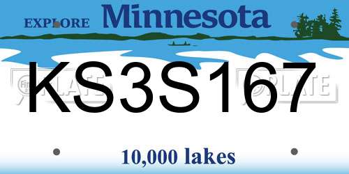 KS3S167 Minnesota License Plate