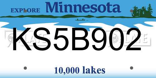 KS5B902 Minnesota License Plate