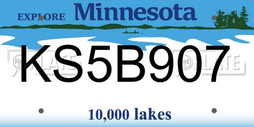 KS5B907 Minnesota License Plate