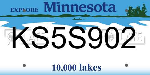 KS5S902 Minnesota License Plate