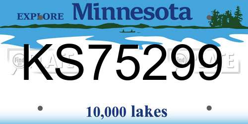 KS75299 Minnesota License Plate
