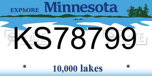 KS78799 Minnesota License Plate