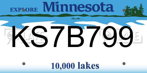 KS7B799 Minnesota License Plate