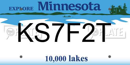 KS7F2T Minnesota License Plate
