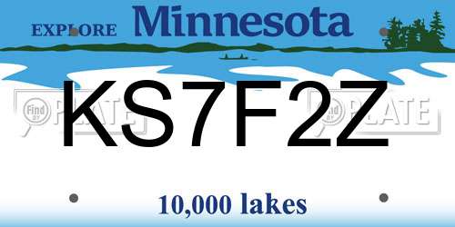 KS7F2Z Minnesota License Plate
