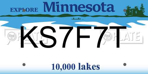 KS7F7T Minnesota License Plate
