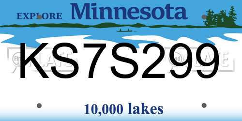 KS7S299 Minnesota License Plate