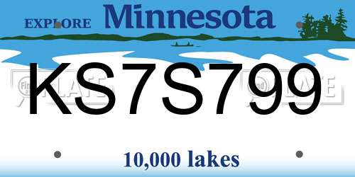 KS7S799 Minnesota License Plate