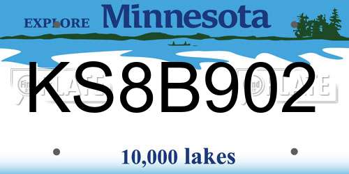 KS8B902 Minnesota License Plate