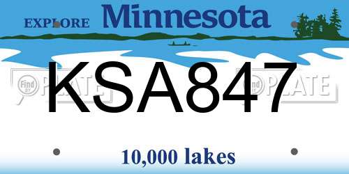 KSA847 Minnesota License Plate