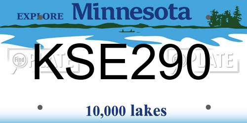 KSE290 Minnesota License Plate