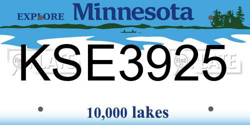 KSE3925 Minnesota License Plate