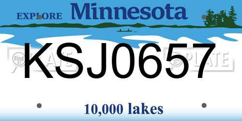 KSJ0657 Minnesota License Plate