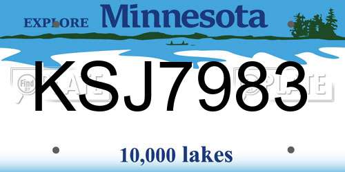 KSJ7983 Minnesota License Plate