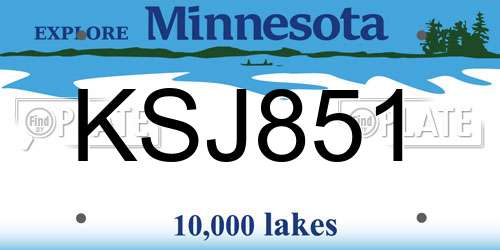KSJ851 Minnesota License Plate