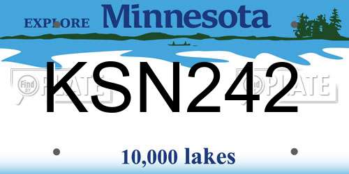 KSN242 Minnesota License Plate