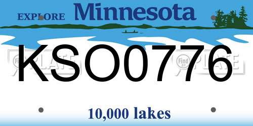 KSO0776 Minnesota License Plate