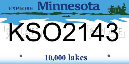 KSO2143 Minnesota License Plate
