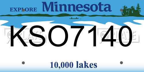 KSO7140 Minnesota License Plate