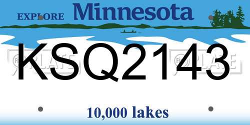 KSQ2143 Minnesota License Plate