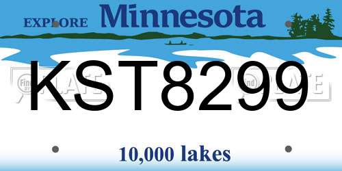 KST8299 Minnesota License Plate