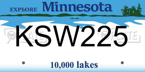 KSW225 Minnesota License Plate