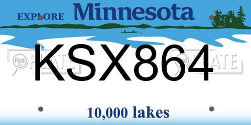 KSX864 Minnesota License Plate