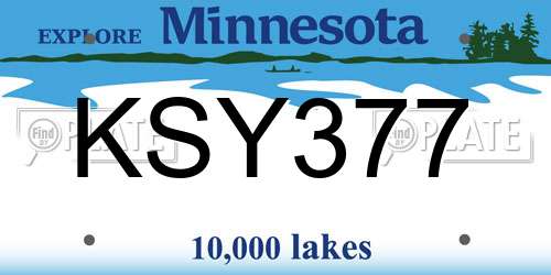KSY377 Minnesota License Plate