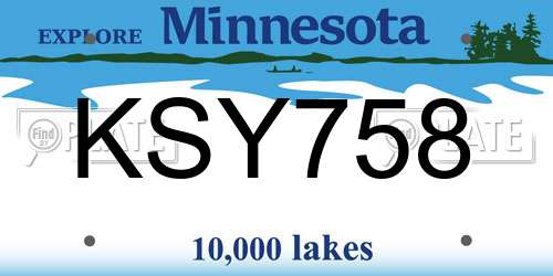 KSY758 Minnesota License Plate