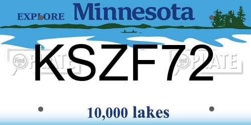 KSZF72 Minnesota License Plate